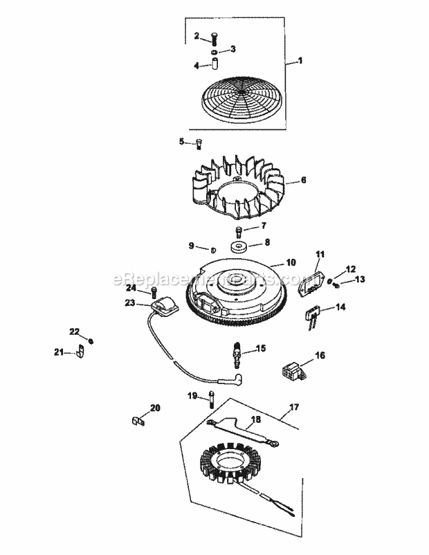 Cv18s-61573 Ignition & Electrical Diagram and Parts List for M48-KHS 53AB5B5M750-18HP Cub Cadet Lawn Tractor
